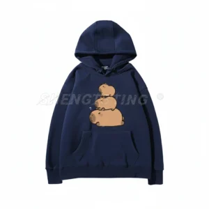 Minimalistischer Stapel Capybara Capybara Hoodie mit 3 aufgetürmten Capybaras
