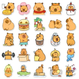 nahaufnahme von süßen q-design capybara aufklebern
