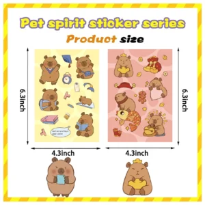 Nahaufnahme niedlicher Capybara Sticker in verschiedenen einzigartigen Designs