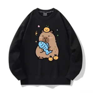 Niedlicher Capybara Pullover mit Fisch und Yuzu Orange Design für Capybara Fans