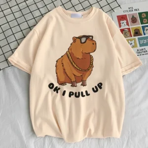 OK I Pull Up Capybara Meme Unisex T-Shirt mit Sonnenbrille und Goldkette Design