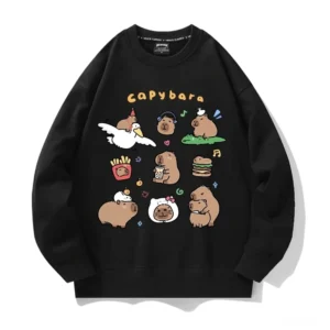 Pastell Pink Capybara Sweatshirt mit süßer Cartoon Collage