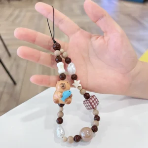 perlen capybara handy-anhaenger y2k aesthetic mit 3d capybara figur
