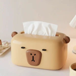 Rechteckige Capybara Taschentuchbox aus Harz mit matter Oberfläche, Vorderansicht