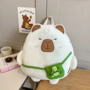 Schneeweiß Capybara Plüschrucksack mit Schildkröten Tasche und Charm