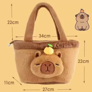 Seitenansicht der weichen Capybara Plüsch Schultertasche mit Farbverlauf