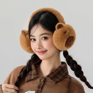 Süße faltbare Capybara Ohrenschützer aus weichem Plush in Braun