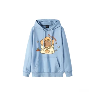 Taiyaki Capybara Kapuzenpullover in Gelb mit niedlichem Cartoon Motiv