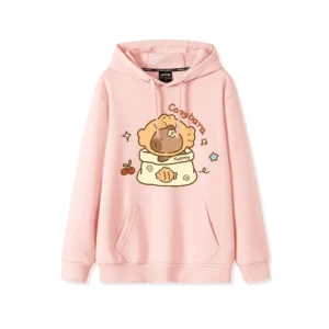 Taiyaki Capybara Kapuzenpullover weiß mit süßem Capybara Motiv