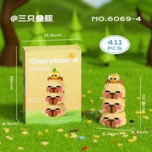 Triple Stack Capybara Capybara Klemmbausteine - gestapelte Capybara mit Vögelchen