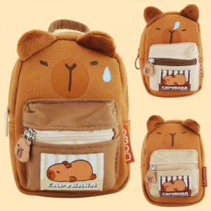 Verschiedene Capybara Mini Rucksack Geldbörsen mit unterschiedlichen Gesichtsausdrücken