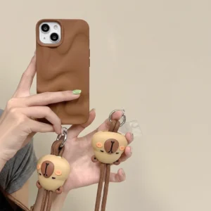 Verstellbarer Capybara Handy-Umhängeband, Capybara Handy-Anhänger mit 3D Capybara Motiv
