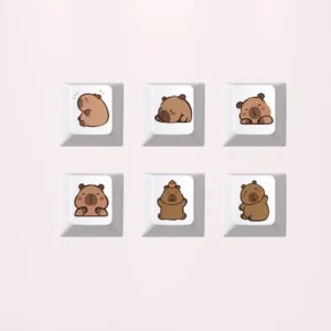 6 verschiedene cartoon capybara tastenkappen fuer mechanische tastaturen