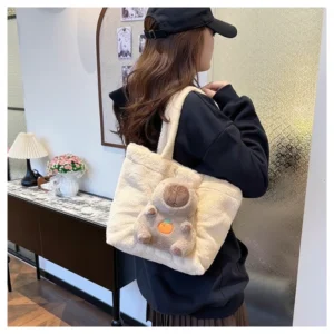 Weiche Capybara Schultertasche aus weichem Sherpa Plüsch