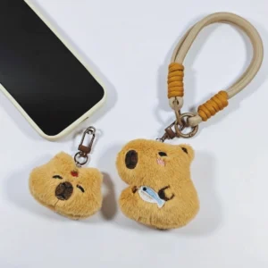 Weicher Plüsch Capybara Handy-Anhänger mit Handgurt, Capybara Fischer Variante