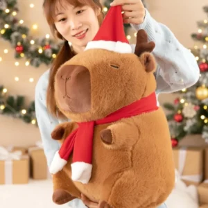 Weihnachts Capybara Stofftier mit typisch entspanntem Gesichtsausdruck