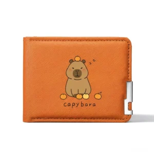 Zen Balance Style D orange Capybara Geldbörse mit Capybara und Orange auf Kopf